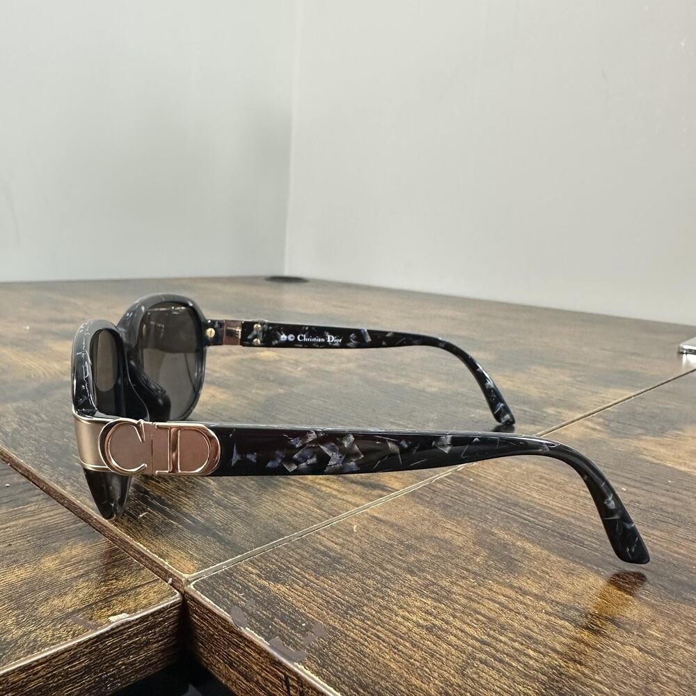 Christian Dior 2017A 95 Sunglasses Womens Black Tortoise Oval Gray Lens Logo - Picture 4 of 8